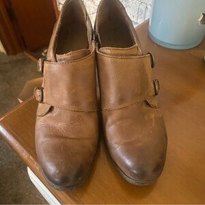 b.o.c. Women's Brown Leather Ankle Booties with Double Buckle Strap